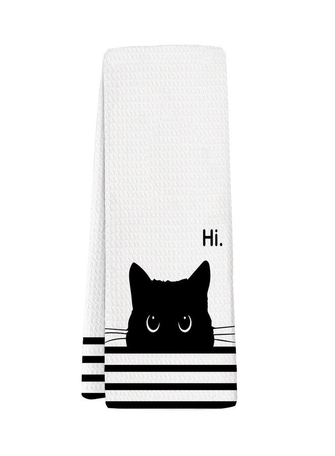 XYDEG Black Cat Gifts Hand Towels for Kitchen Bathroom Decor, Gifts for People Who Love Cats,Cute Waffle Weave Microfiber Dish Towels，16×24 - Image 1